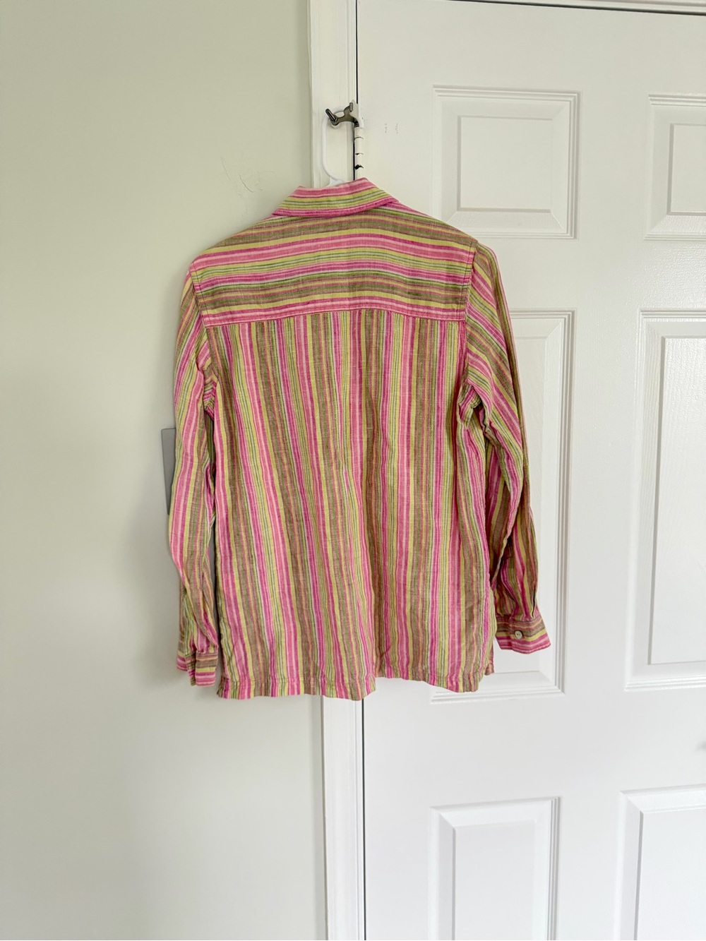 Sigrid Olsen Women 100% Linen Striped Long Sleeve Button Down Shirt Small Beach - Picture 8 of 11